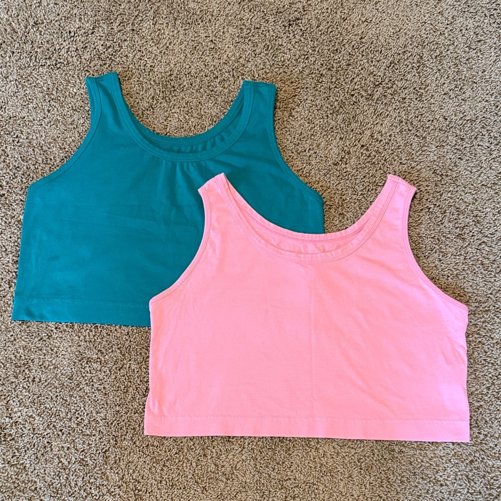 Women’s Crop Tanks - Pink and Teal